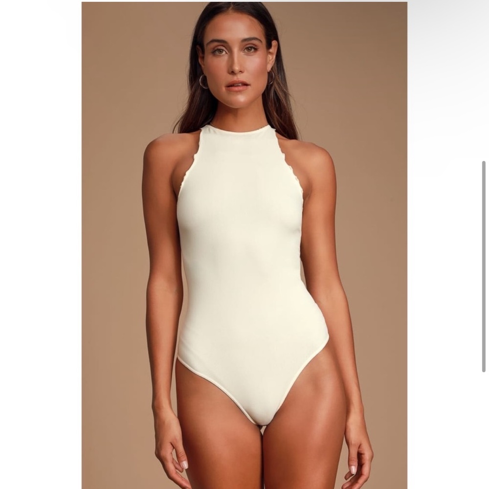 Free People Feels Right Lettuce Edge Bodysuit NWT